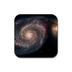 Whirlpool Galaxy And Companion Rubber Coaster (square)  by SpaceShop