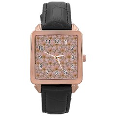 Nature Collage Print Rose Gold Leather Watch  by dflcprints