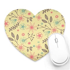 Seamless Spring Flowers Patterns Heart Mousepads by TastefulDesigns