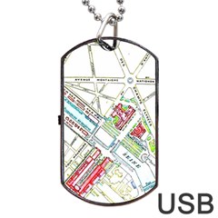 Paris Map Dog Tag Usb Flash (two Sides) by Simbadda