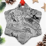 Vintage newspaper  Snowflake Ornament (Two Sides) Front