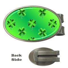 Shamrock Green Pattern Design Money Clips (oval)  by Simbadda