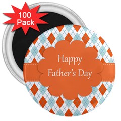 Happy Father Day  3  Magnets (100 Pack) by Simbadda