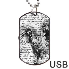 Vintage Owl Dog Tag Usb Flash (two Sides) by Valentinaart