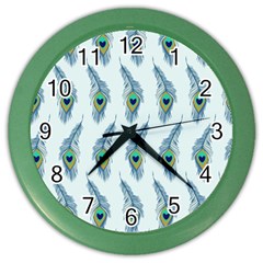 Background Of Beautiful Peacock Feathers Wallpaper For Scrapbooking Color Wall Clocks by Simbadda