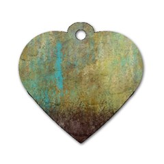 Aqua Textured Abstract Dog Tag Heart (two Sides) by digitaldivadesigns