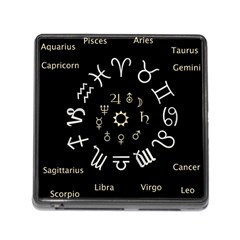 Astrology Chart With Signs And Symbols From The Zodiac Gold Colors Memory Card Reader (square) by Amaryn4rt