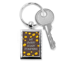 Scary Sweet Funny Cute Pumpkins Hallowen Ecard Key Chains (rectangle)  by Amaryn4rt