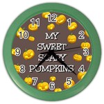 Scary Sweet Funny Cute Pumpkins Hallowen Ecard Color Wall Clocks Front