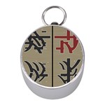 Xia Script On Gray Background Mini Silver Compasses Front