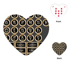 Black And Gold Buttons And Bars Depicting The Signs Of The Astrology Symbols Playing Cards (heart)  by Amaryn4rt