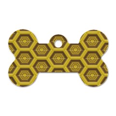 Golden 3d Hexagon Background Dog Tag Bone (two Sides) by Amaryn4rt