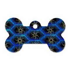 Blue Bee Hive Pattern Dog Tag Bone (two Sides) by Amaryn4rt