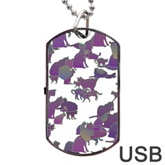 Many Cats Silhouettes Texture Dog Tag Usb Flash (two Sides) by Amaryn4rt