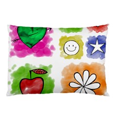 A Set Of Watercolour Icons Pillow Case by Amaryn4rt