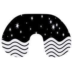 Black And White Waves And Stars Abstract Backdrop Clipart Travel Neck Pillows by Amaryn4rt