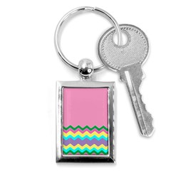 Easter Chevron Pattern Stripes Key Chains (rectangle)  by Amaryn4rt