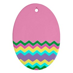 Easter Chevron Pattern Stripes Oval Ornament (two Sides) by Amaryn4rt