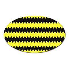 Yellow Black Chevron Wave Oval Magnet by Amaryn4rt