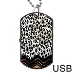 Tiger Background Fabric Animal Motifs Dog Tag USB Flash (Two Sides) Front