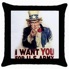 Uncle Sam Throw Pillow Case (black) by Valentinaart