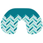 Zigzag pattern in blue tones Travel Neck Pillows Back