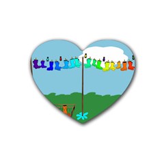 Welly Boot Rainbow Clothesline Heart Coaster (4 Pack)  by Amaryn4rt