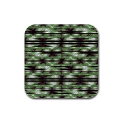 Stripes Camo Pattern Print Rubber Square Coaster (4 Pack)  by dflcprints