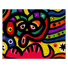 A Seamless Crazy Face Doodle Pattern Rectangular Jigsaw Puzzl by Amaryn4rt