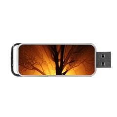 Rays Of Light Tree In Fog At Night Portable Usb Flash (one Side) by Amaryn4rt