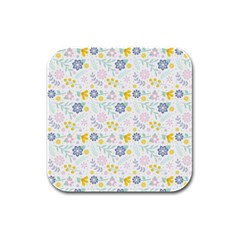 Vintage Spring Flower Pattern  Rubber Square Coaster (4 Pack)  by TastefulDesigns