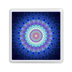 Power Flower Mandala   Blue Cyan Violet Memory Card Reader (square)  by EDDArt