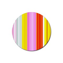 Multi Colored Bright Stripes Striped Background Wallpaper Rubber Coaster (round)  by Amaryn4rt