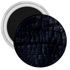 Black Burnt Wood Texture 3  Magnets by Amaryn4rt