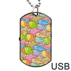 Fishes Cartoon Dog Tag Usb Flash (one Side) by sifis