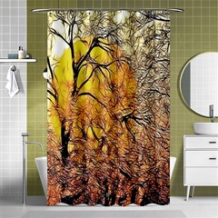 Summer Sun Set Fractal Forest Background Shower Curtain 48  X 72  (small)  by Simbadda