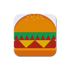 Burger Bread Food Cheese Vegetable Rubber Square Coaster (4 Pack)  by Simbadda