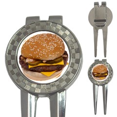 Cheeseburger On Sesame Seed Bun 3-in-1 Golf Divots by Simbadda