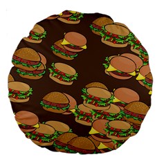 A Fun Cartoon Cheese Burger Tiling Pattern Large 18  Premium Round Cushions by Simbadda