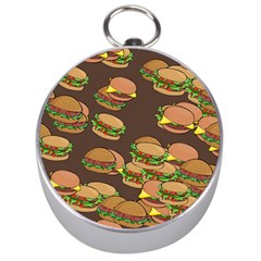 A Fun Cartoon Cheese Burger Tiling Pattern Silver Compasses by Simbadda