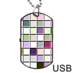 Color Tiles Abstract Mosaic Background Dog Tag Usb Flash (two Sides) by Simbadda