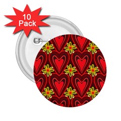 Digitally Created Seamless Love Heart Pattern Tile 2 25  Buttons (10 Pack)  by Simbadda