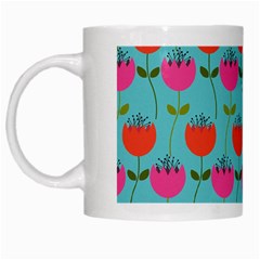 Tulips Floral Background Pattern White Mugs by Simbadda