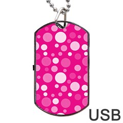 Polka Dots Dog Tag Usb Flash (one Side) by Valentinaart