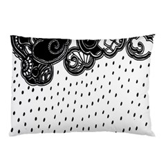 Batik Rain Black Flower Spot Pillow Case (two Sides) by Mariart