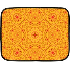 Solar Mandala  Orange Rangoli  Double Sided Fleece Blanket (mini) by bunart