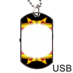 Circle Fractal Frame Dog Tag Usb Flash (two Sides) by Simbadda