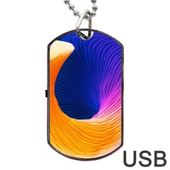 Wave Waves Chefron Color Blue Pink Orange White Red Purple Dog Tag Usb Flash (two Sides) by Mariart