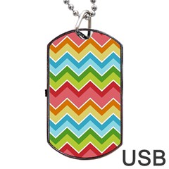 Colorful Background Of Chevrons Zigzag Pattern Dog Tag Usb Flash (one Side) by Simbadda