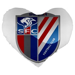 Shanghai Greenland Shenhua F C  Large 19  Premium Flano Heart Shape Cushions by Valentinaart